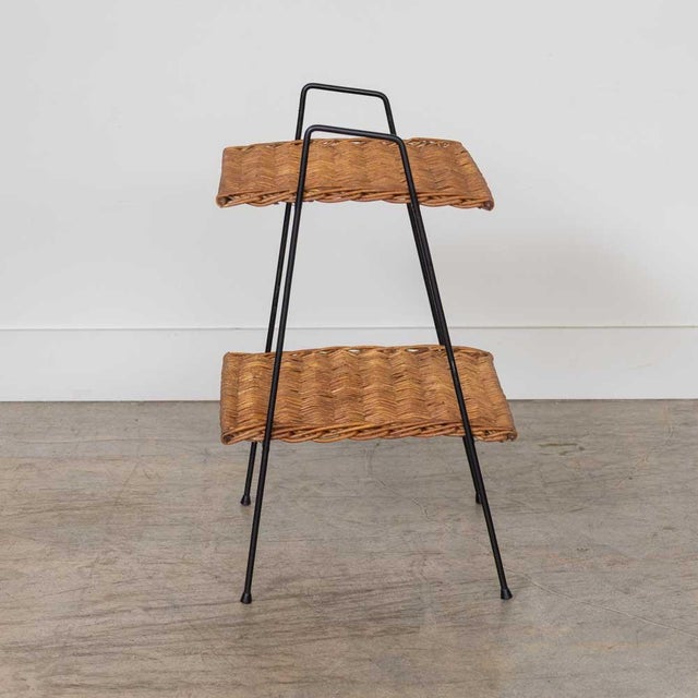 1950s 1950s French Wicker and Iron Side Table For Sale - Image 5 of 11