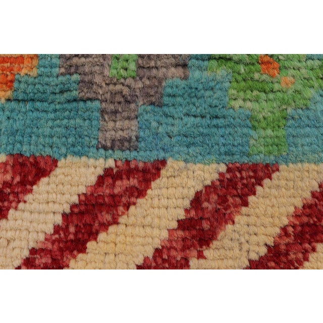 Textile Contemporary Balochi Blue/Beige Wool Rug - 4'0''x5'10'' For Sale - Image 7 of 11