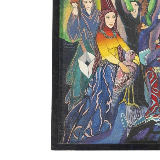 Contemporary Carlos Carreiro, Figurative Composition, 1980s, Oil on Canvas For Sale - Image 3 of 6