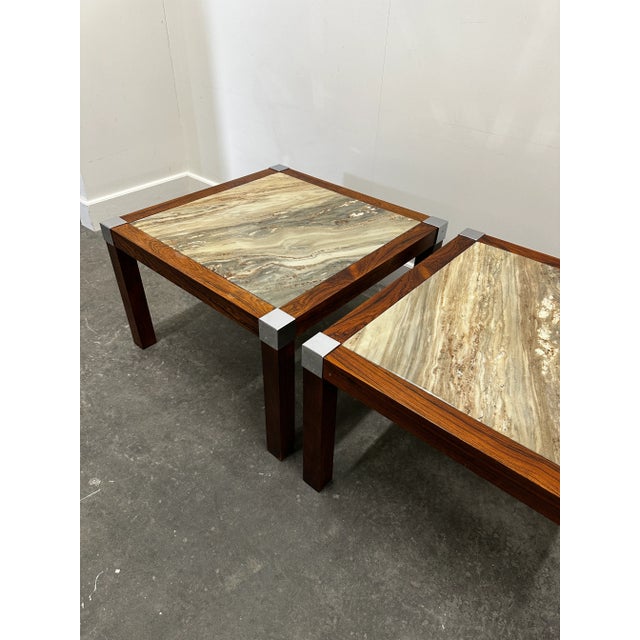 Vintage Coffee Table in Marble and Palisander, 1970s For Sale - Image 6 of 15