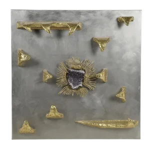 Henri Fernandez, Abstract Wall Decoration, Brass and Amethyst