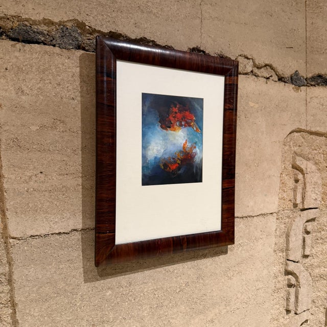 1970s MCM Guatemalan Artwork Oil Painting Brazilian Rosewood For Sale - Image 10 of 11