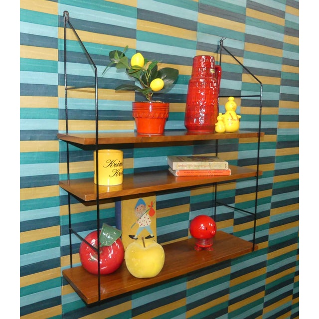 1960s Vintage String Shelf in Walnut, 1960s For Sale - Image 5 of 12