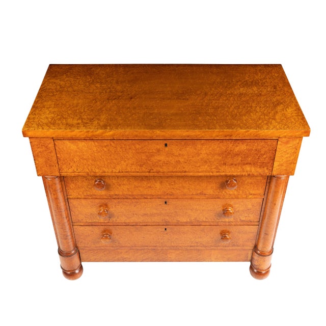 American Neo Classic Bird's Eye Maple Four Drawer Chest For Sale - Image 4 of 9