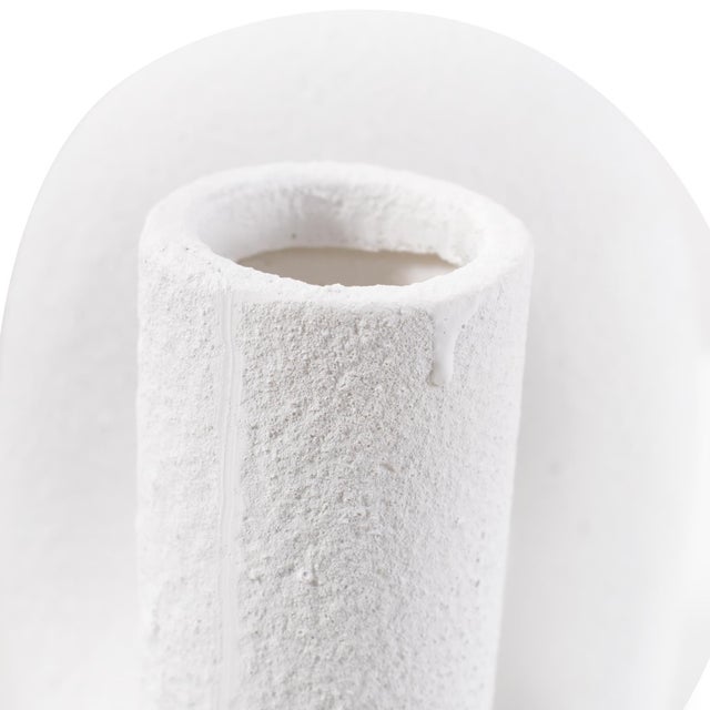 White Abstract Curved Tube Vase Short For Sale - Image 9 of 11