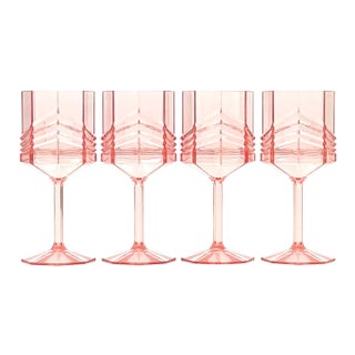 1980s Blush Pink Acrylic Wine Glasses - Set of 4 For Sale
