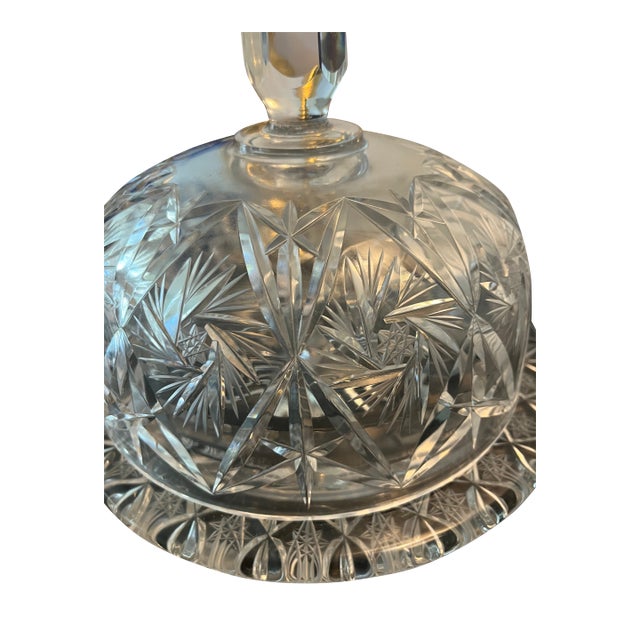 Antique Crystal Domed Cheese Plate For Sale
