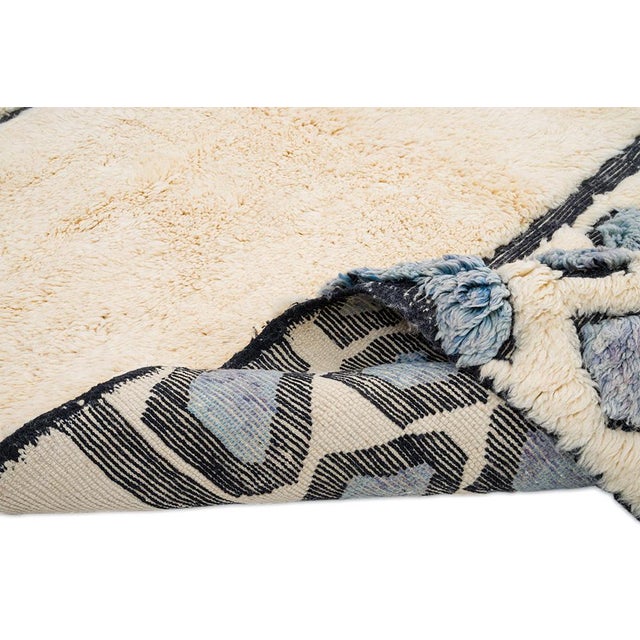 Contemporary Mosaic Pebble-Pattern Hand-Knotted Moroccan Wool Rug | 9'7" X 6'7" | One of a Kind For Sale - Image 3 of 10