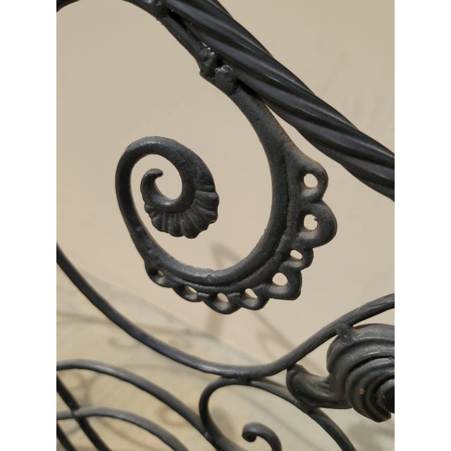 Vintage Three Panel Black Fireplace Screen Black Iron and Scrolled For Sale - Image 11 of 12