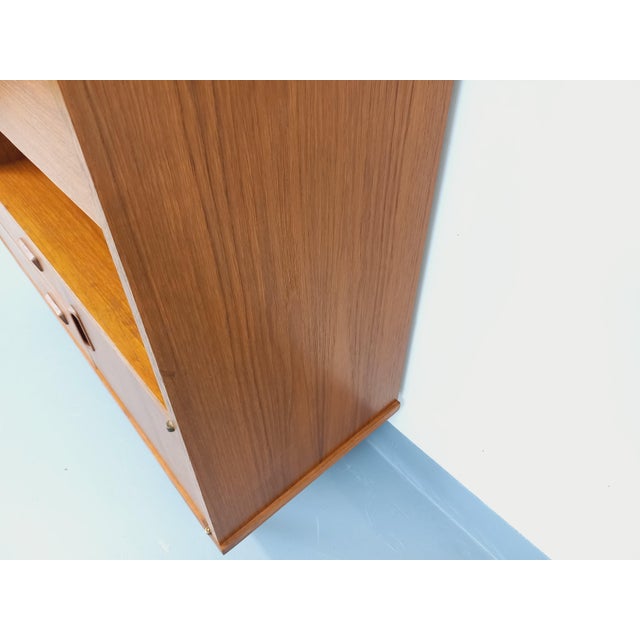 Vintage Scandinavian Modernist Style Teak and Black Metal Bookcase with Secretary, 1950s-1960s For Sale - Image 6 of 18