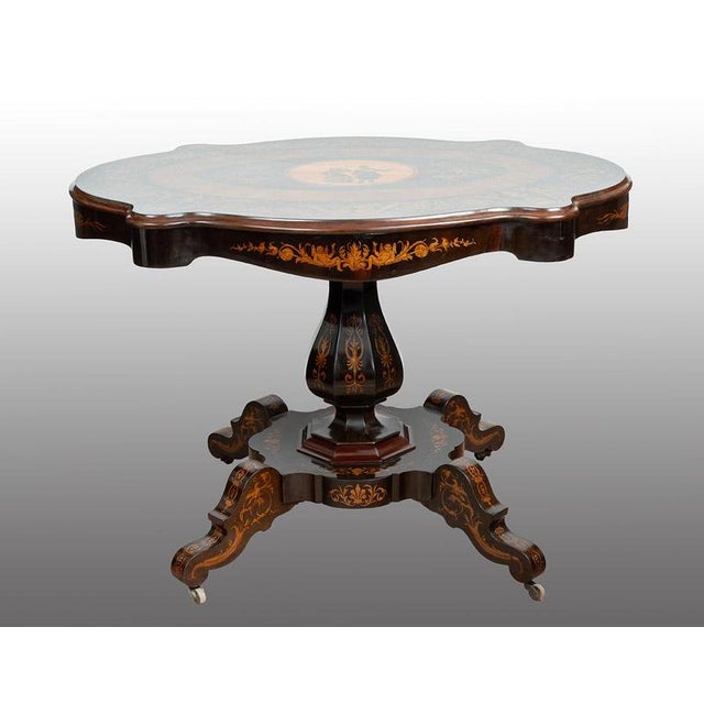 Brown Antique Center Table in Exotic Woods, Nice, 19th Century For Sale - Image 8 of 8