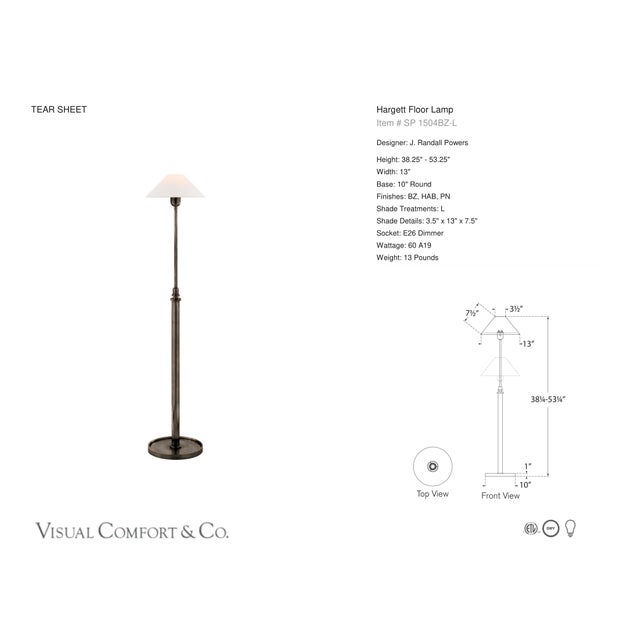 J. Randall Powers by Visual Comfort Signature Hargett Floor Lamp in Bronze with Linen Shade Designer: J. Randall Powers...