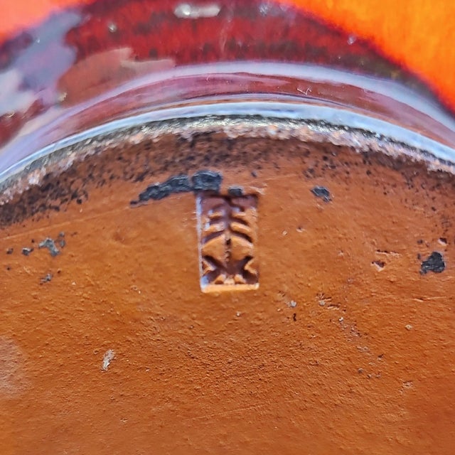 Orange Elly & Wilhelm Kuch Studio Pottery Orb Vase For Sale - Image 10 of 12