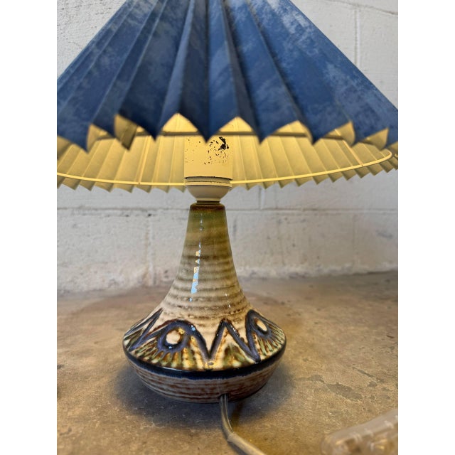 Søholm Ceramic Table Lamp With Pleated Paper Shade Danish Vintage Mid-Century Modern 1970s For Sale - Image 9 of 9