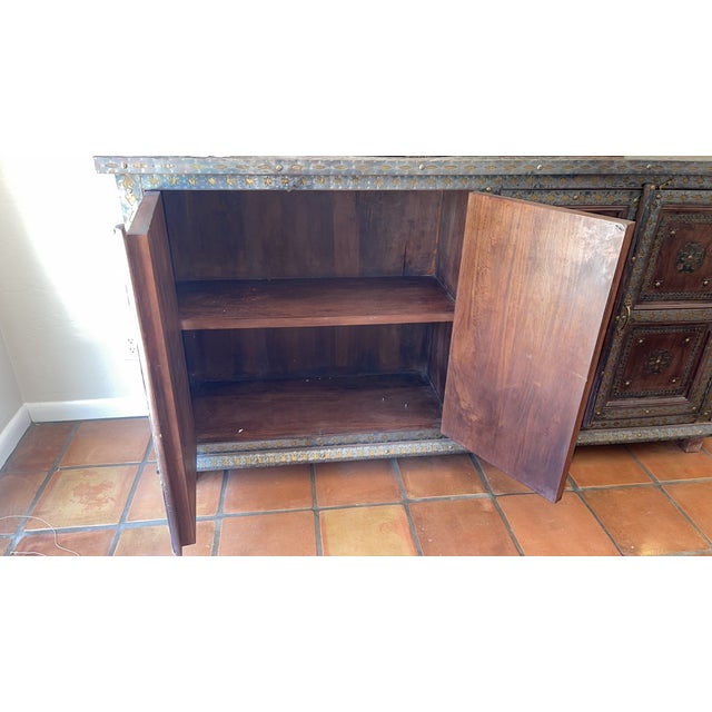 Mid-Century Modern Mid-Century Modern Hardwood Buffet/Sideboard With Hammered Brass For Sale - Image 3 of 12