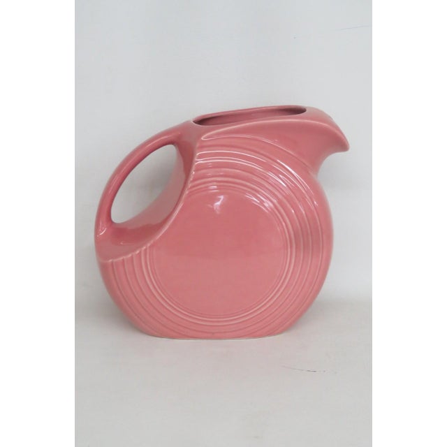 Fiestaware Homer Laughlin Disk Pitcher Rose Pink Jug Concentric Ring Style 4835b For Sale - Image 15 of 16