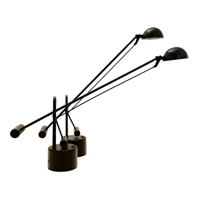 Pair Black Postmodern Table Lamps For Sale