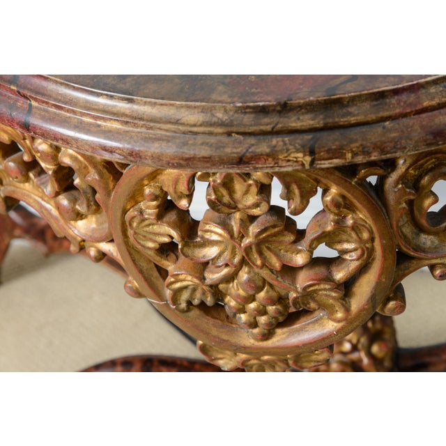 Italian Baroque Style Gilt Wood Console Table Faux Tortoiseshell For Sale - Image 10 of 12