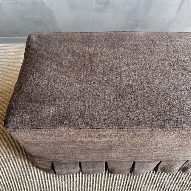 Slip Covered Bench in 100% Pure Linen With Pleated Skirt Detail For Sale - Image 4 of 8