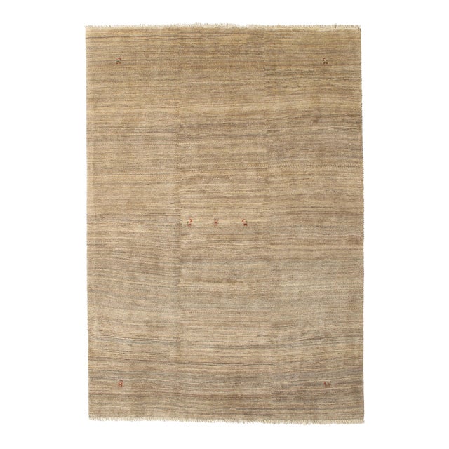 Vintage Hand-Knotted Persian Gabbeh Wool Rug 5'6" X 7'9" For Sale