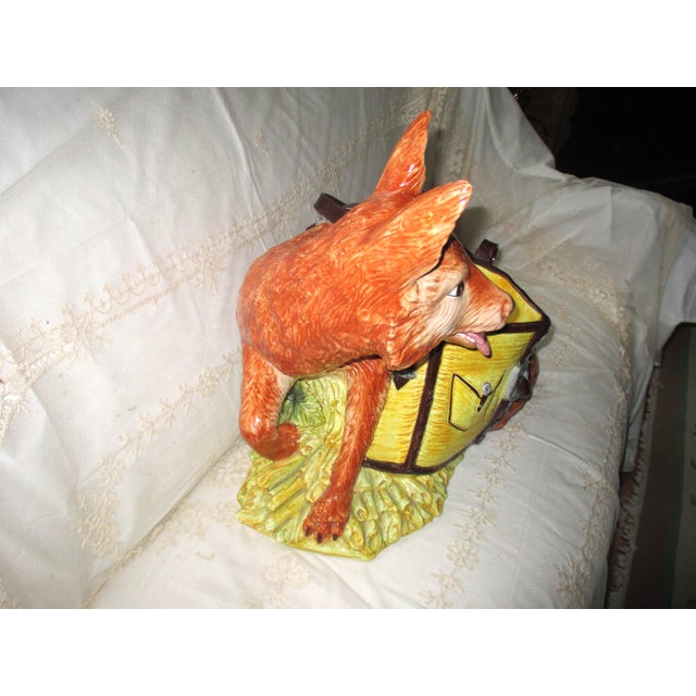 Italian Vintage Huge Mid Century Italian Ceramic Fox and Mail Satchel Chache Pot For Sale - Image 3 of 15