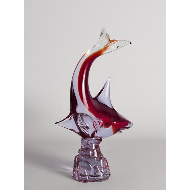 Hand-Blown Purple and Red Murano Glass Fish Sculpture, Italy, 1970s For Sale - Image 5 of 16
