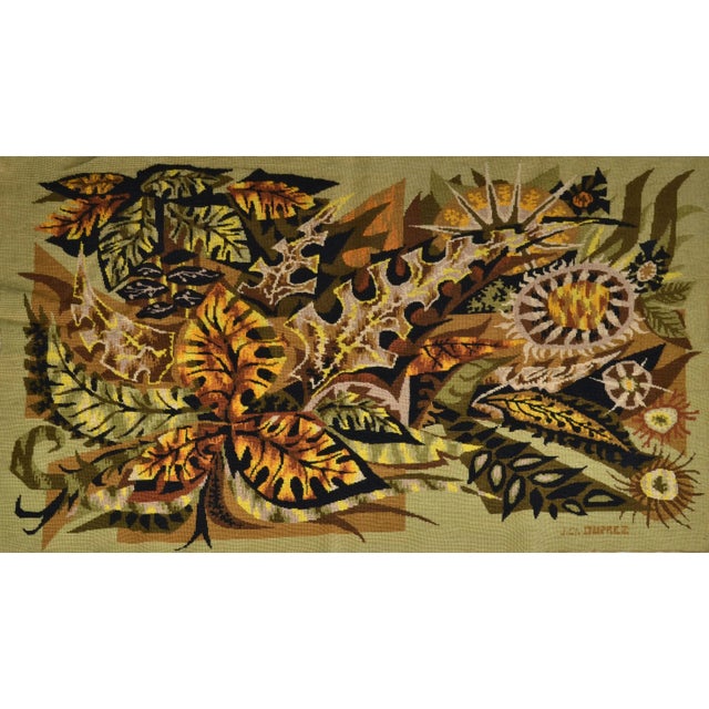 Jean-Claude Duprez Handwoven French Wool & Cotton Tapestry Fall Leaves 1960 For Sale - Image 10 of 10
