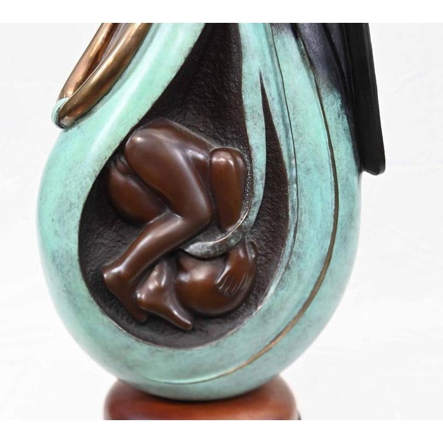 Native American Mother and Child Figurine in Bronze by Ernest Bo Mirabel, 1990s For Sale - Image 9 of 13