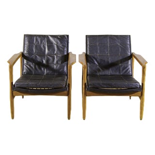 Armchairs in Wood and Imitation Leather from Mobil Girgi, 1960s, Set of 2 For Sale