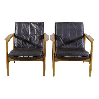 Armchairs in Wood and Imitation Leather from Mobil Girgi, 1960s, Set of 2 For Sale