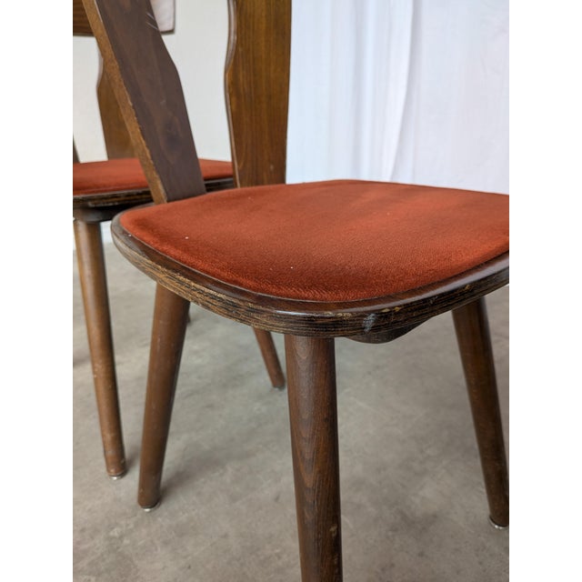 Vintage Tyrolean Dining Chairs with Red Fabric Seats, 1970s, Set of 4 For Sale - Image 10 of 18