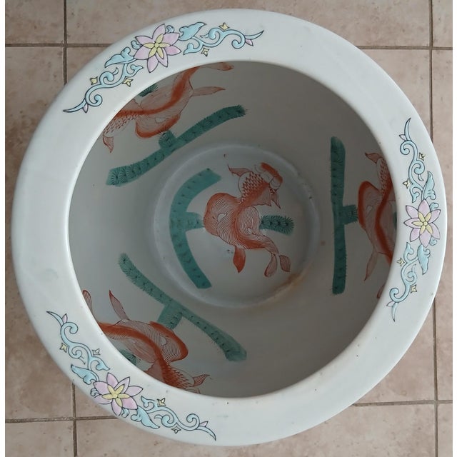 Chinoiserie Vintage Asian Chinese Chinoiserie Fish Bowl Planter For Sale - Image 3 of 6
