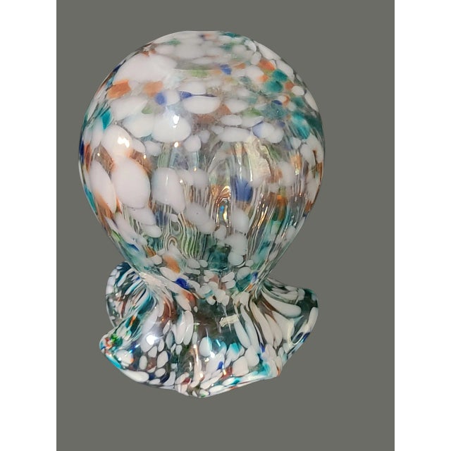 Vintage Attributed Murano Art Glass Ruffled Top Confetti Multi Color Vase For Sale - Image 6 of 7