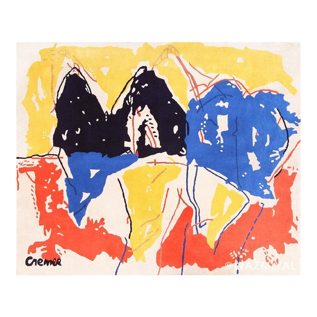 Nazmiyal Collection Vintage Impressionist Art Rug by Jan Cremer For Sale