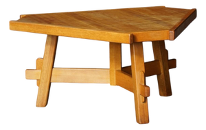 Mid-Century Modern French Triangular Brutalist Dining Table in Oak, 1960s