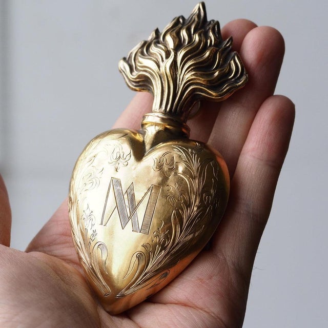 Antique Silver Gilt Heart Perfume Bottle, 1800s For Sale - Image 10 of 18