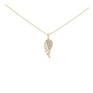 Gold Vermeil Diamond Accent Angel Wing Pendant Necklace For Sale