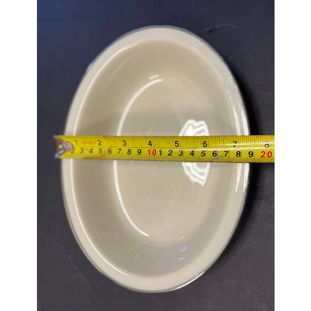 Vintage Lenox Montclair Platinum Trim Oval Serving Bowls – Pair of Ivory China Vegetable Dishes Holiday Tableware For Sale - Image 10 of 10