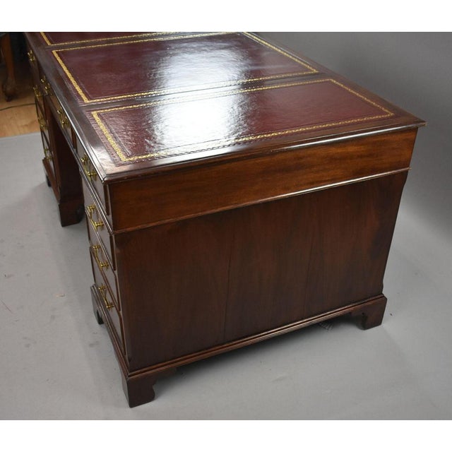 Edwardian Mahogany Pedestal Desk, 1900s For Sale - Image 6 of 10