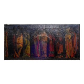 Robert Whitmore "Indian Procession" Oil Painting, Early 20th Century For Sale