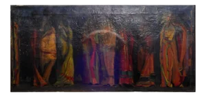 Robert Whitmore "Indian Procession" Oil Painting, Early 20th Century