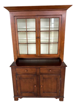 Late 20th Century Kindel Chimney Hill Cherry Shaker Style 2 Piece Dutch Cupboard (78-025-68)