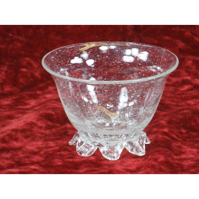 1920s Nut Bowl Venetian Glass Clear Small Footed For Sale - Image 9 of 9