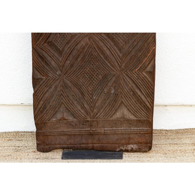 19th Century Ancient Hourglass Carved Motif African Door For Sale - Image 5 of 8