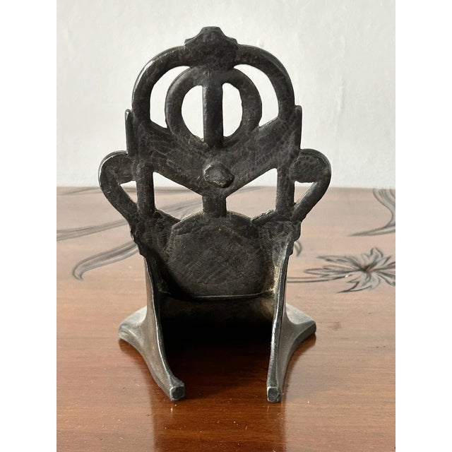 Art Nouveau Clock Stand in Metal and Velvet, 1890s For Sale - Image 5 of 8