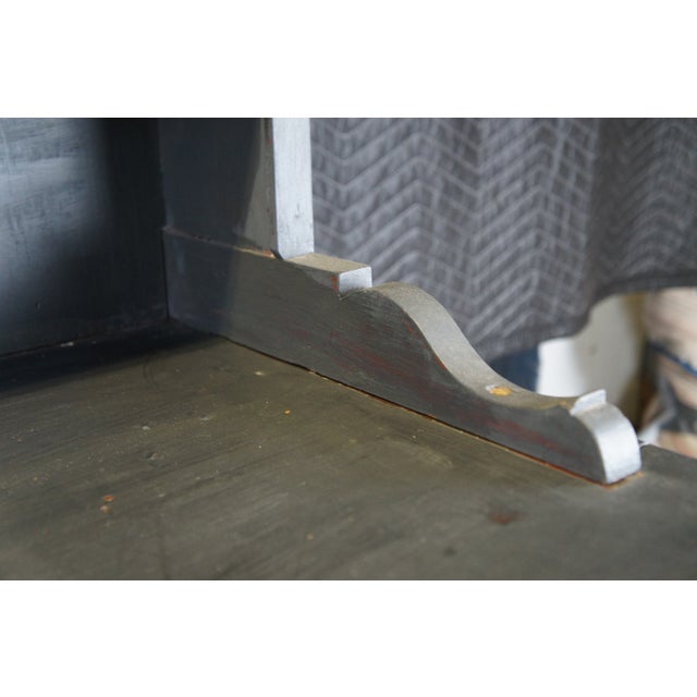 Wood Primitive Antique Country Farmhouse Painted Oak Welsh Dresser Cupboard Hutch For Sale - Image 7 of 12