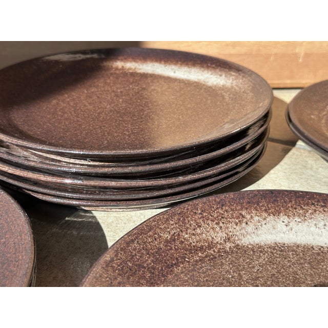 Handmade Ceramic Dinner and Serving Plates from Serocka, Germany, 1970s, Set of 10 For Sale - Image 6 of 13