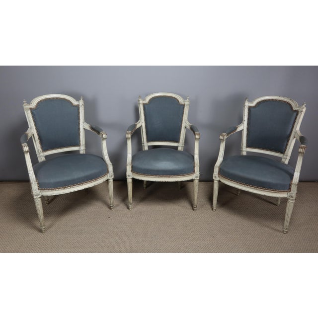 Louis XVI Armchairs, Set of 3 For Sale - Image 15 of 16