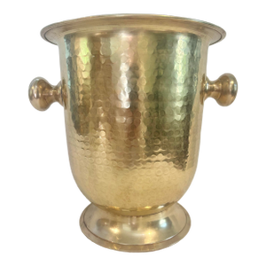 Vintage Hammered Brass Wine Cooler With Knob Handles
