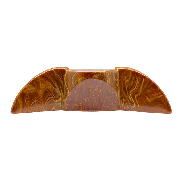 Art Deco 1940s Brown Marbled Cabinet Drawer/Furniture Pull For Sale - Image 3 of 5